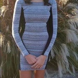 Balance Collection Blue and Black Long Sleeve Dress